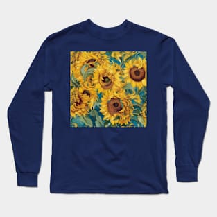 Sunflowers pattern - after vincent van gogh Long Sleeve T-Shirt